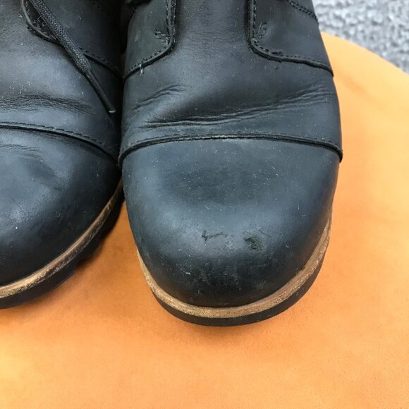 SOREL JOAN OF ARCTIC  BLACK LEATHER HIDDEN WEDGE HEEL ANKLE BOOTS 8.5 - Picture 4 of 16